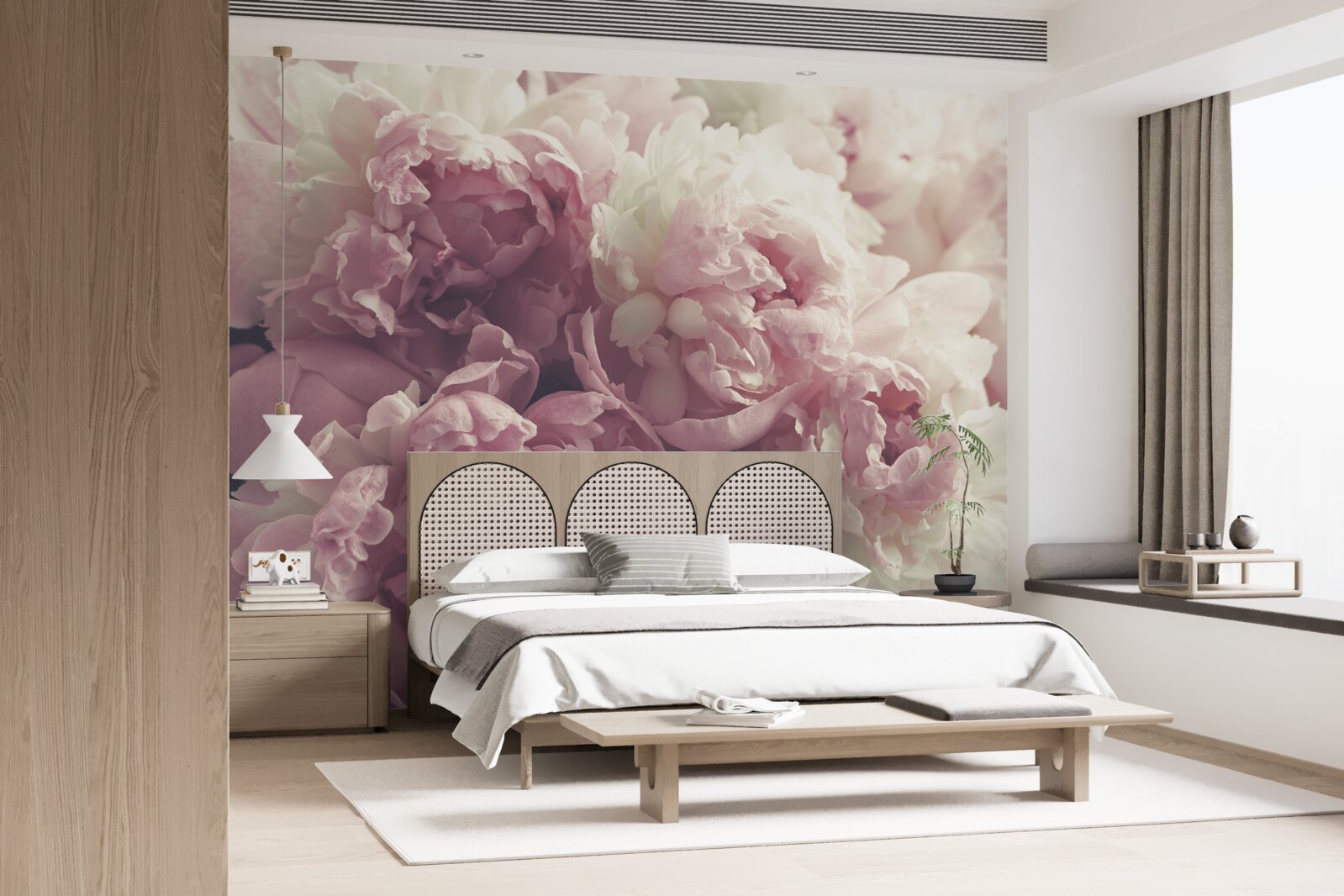 Carta da parati grandi peonie rosa
