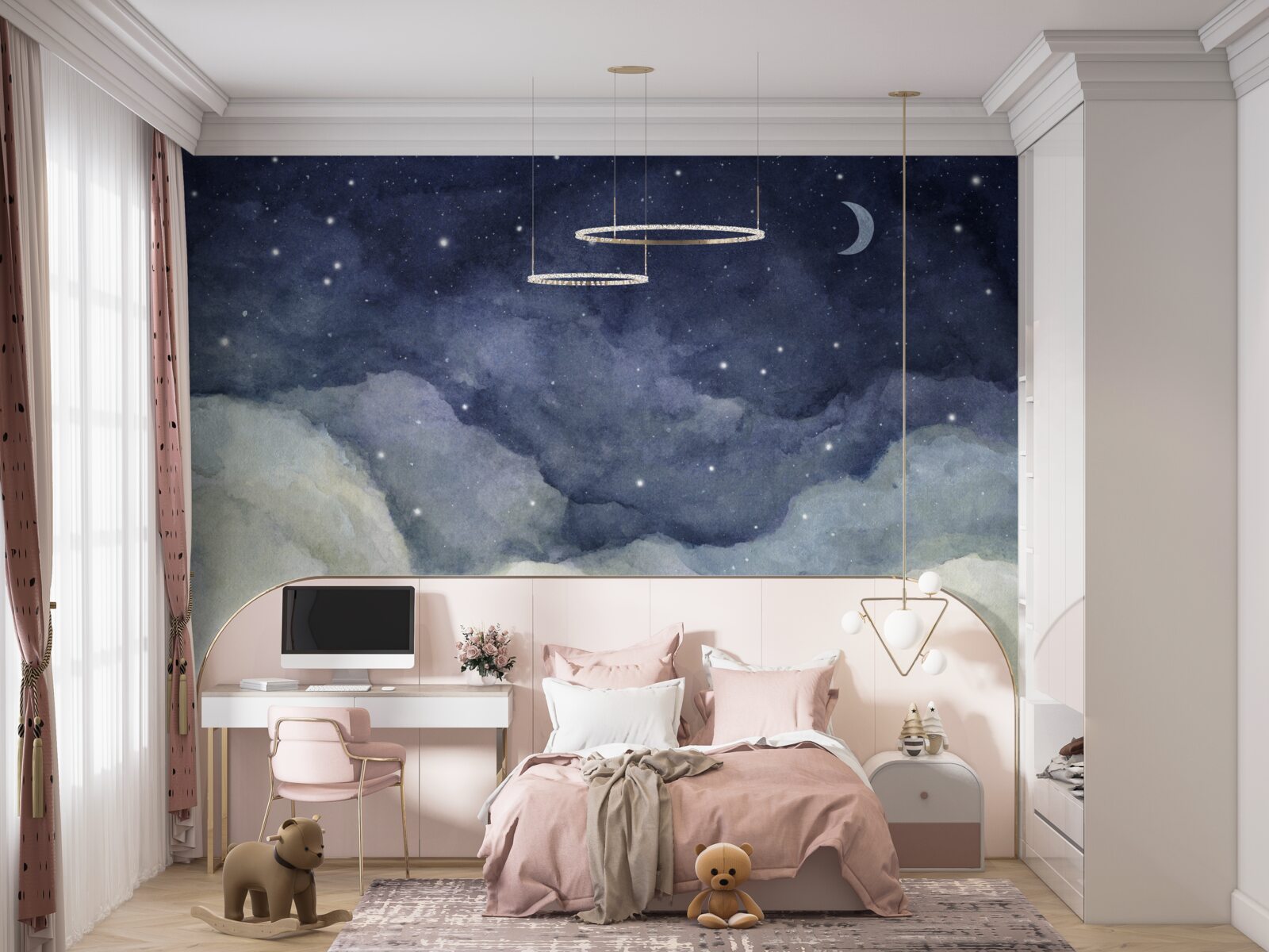 Carta da parati un cielo notturno cosparso di stelle