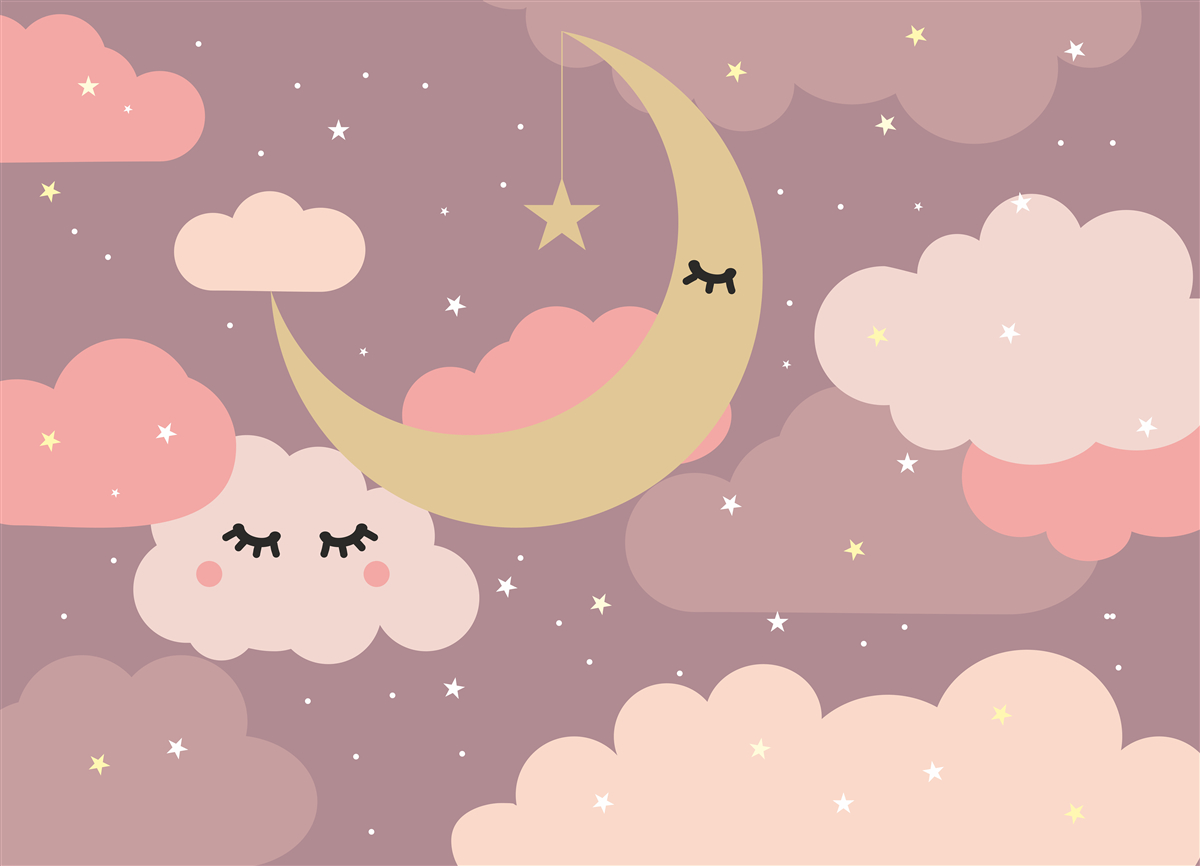 Carta da parati la luna e una piccola nuvola con gli occhi