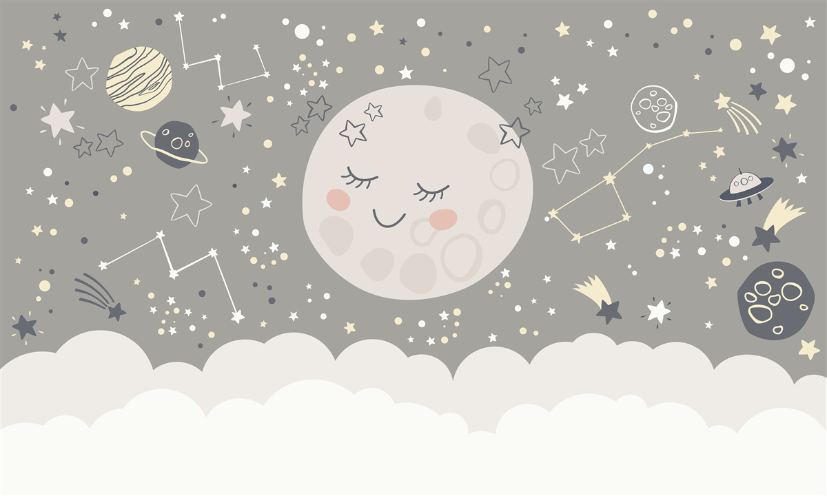 Carta da parati luna piena con le palpebre chiuse