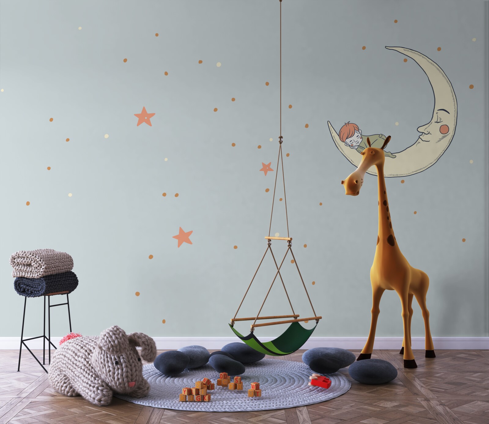 Carta da parati il bambino si addormenta al chiaro di luna