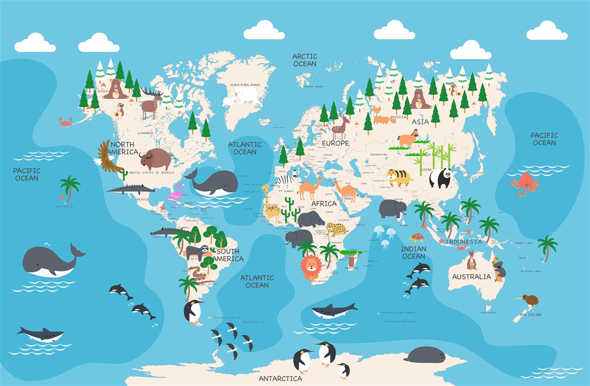 Carta da parati immagine del mondo su sfondo blu