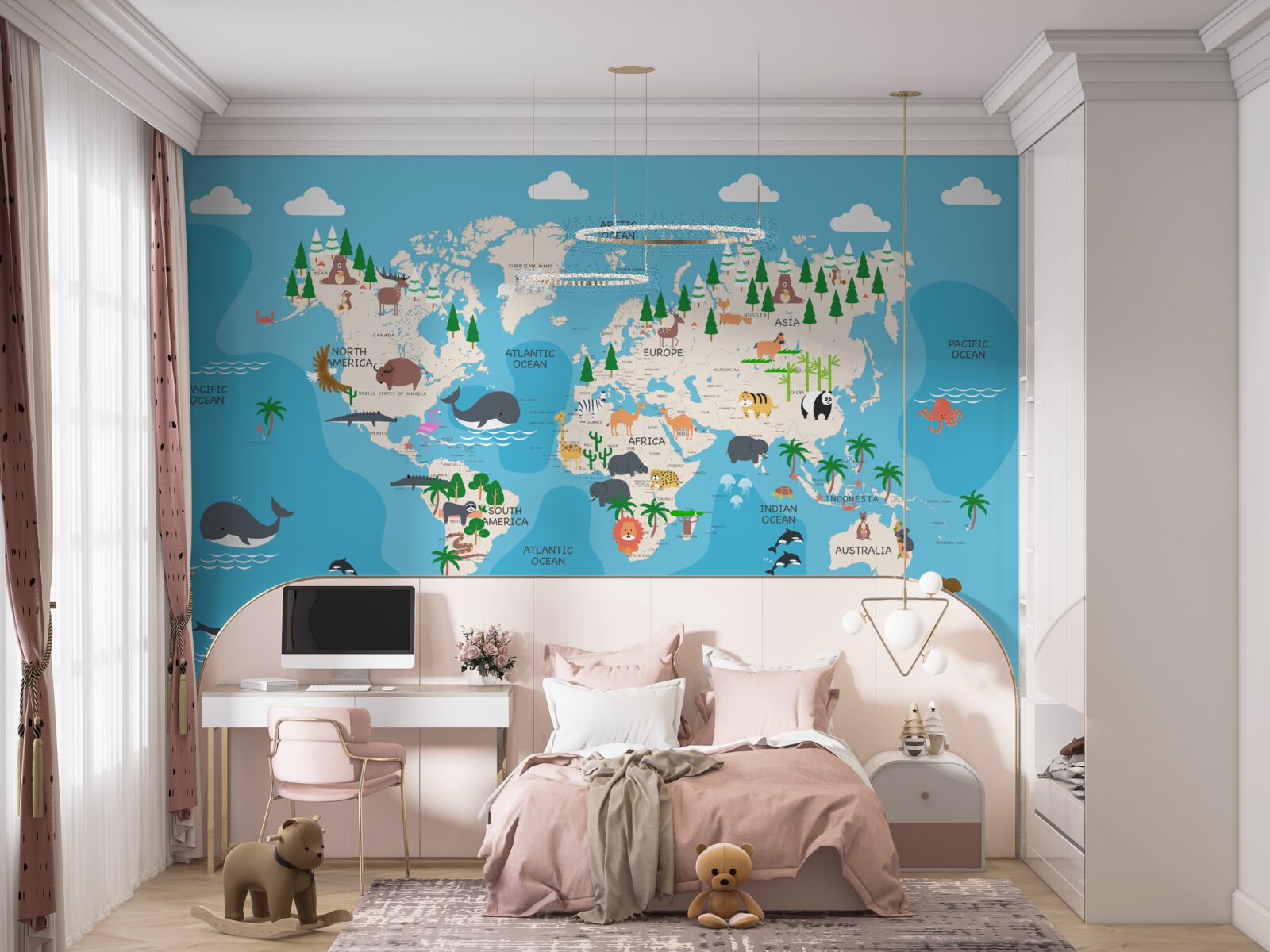 Carta da parati immagine del mondo su sfondo blu