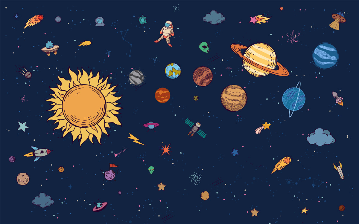 Carta da parati sistema di esplorazione spaziale
