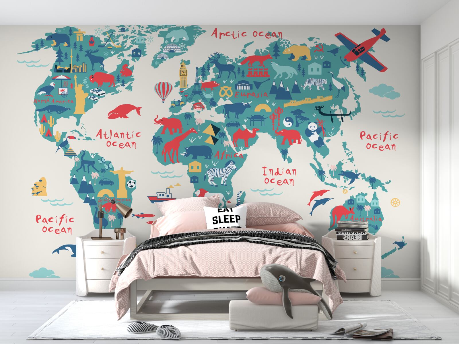 Carta da parati una mappa del mondo a colori vivaci