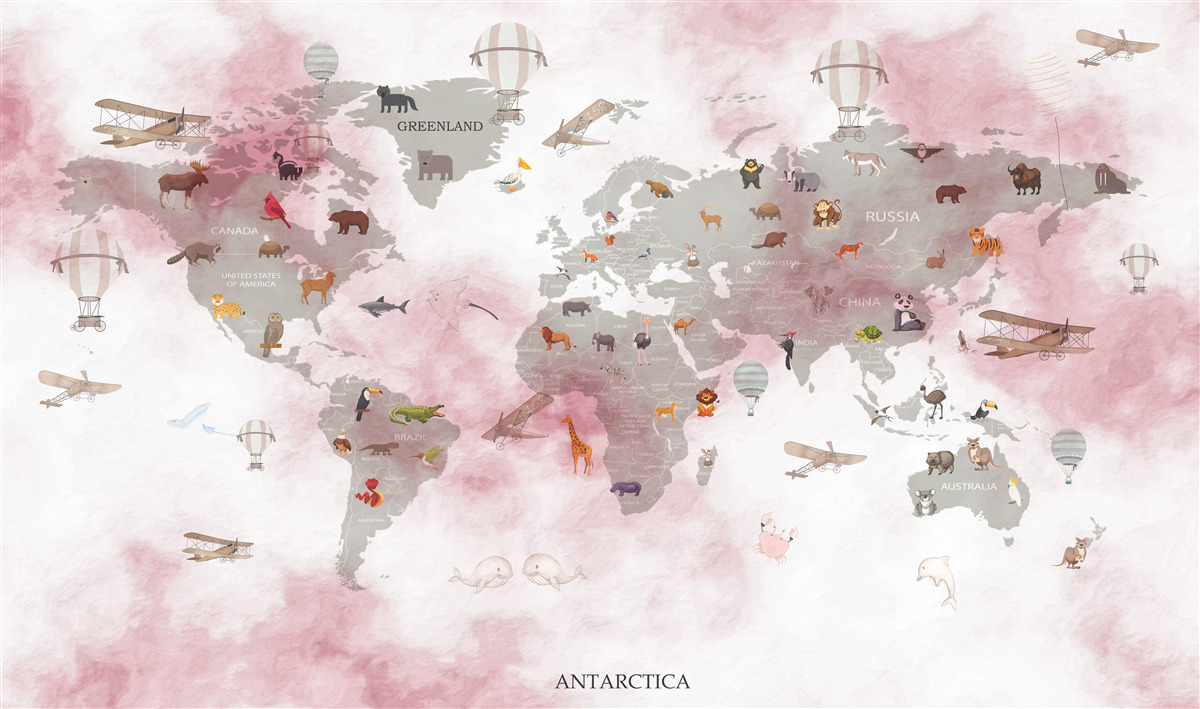 Carta da parati mappa mondiale dettagliata