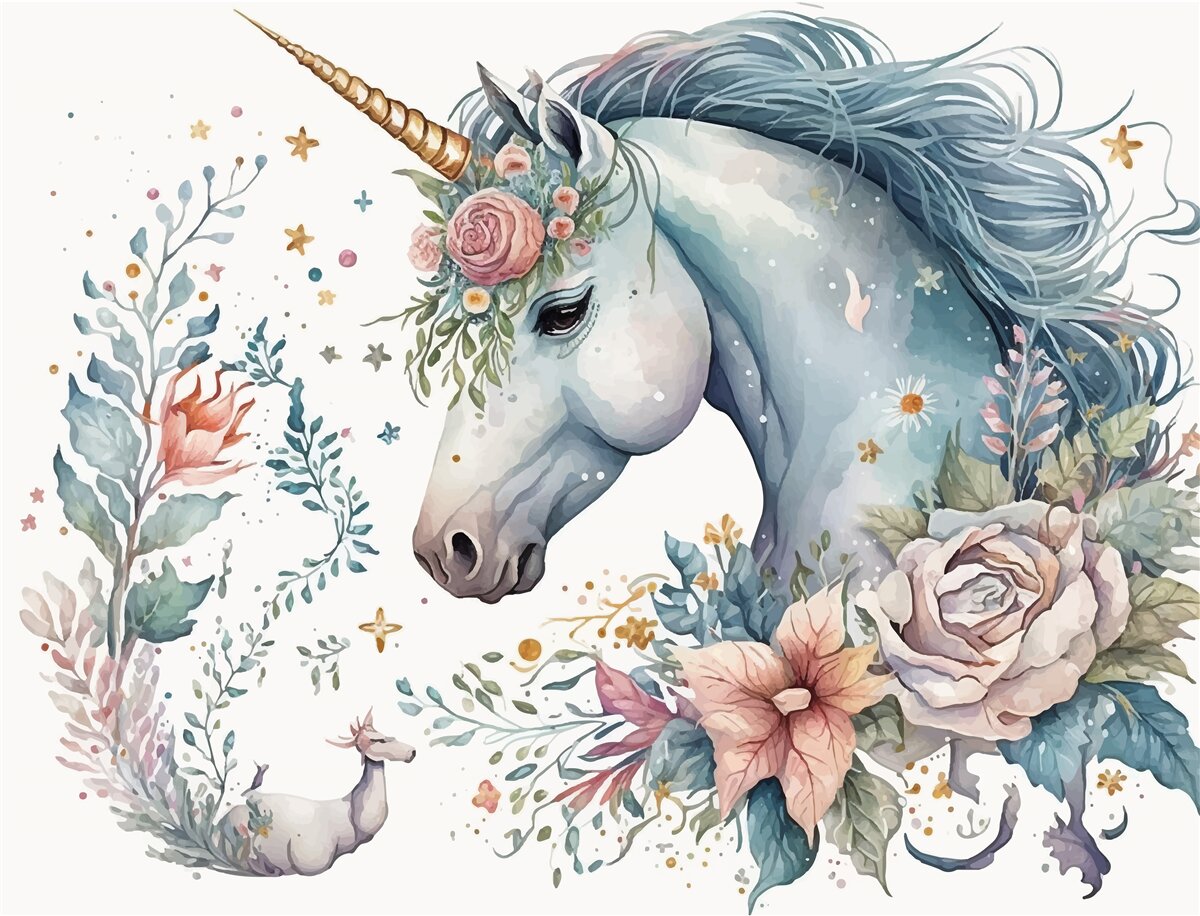 Carta da parati unicorno floreale