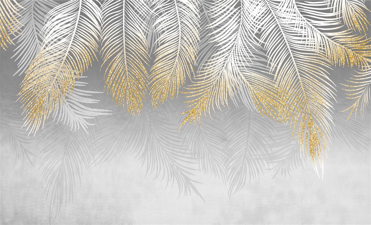 Carta da parati felce d'oro bianco