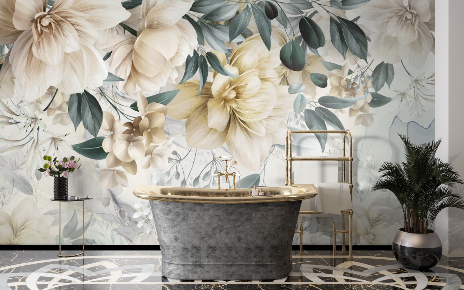 Carta da parati fiori dalle tonalità delicate