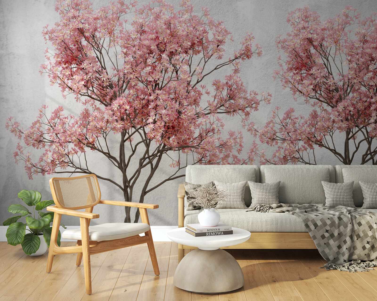 Carta da parati la nebbia del mattino avvolge i fiori rosa di sakura