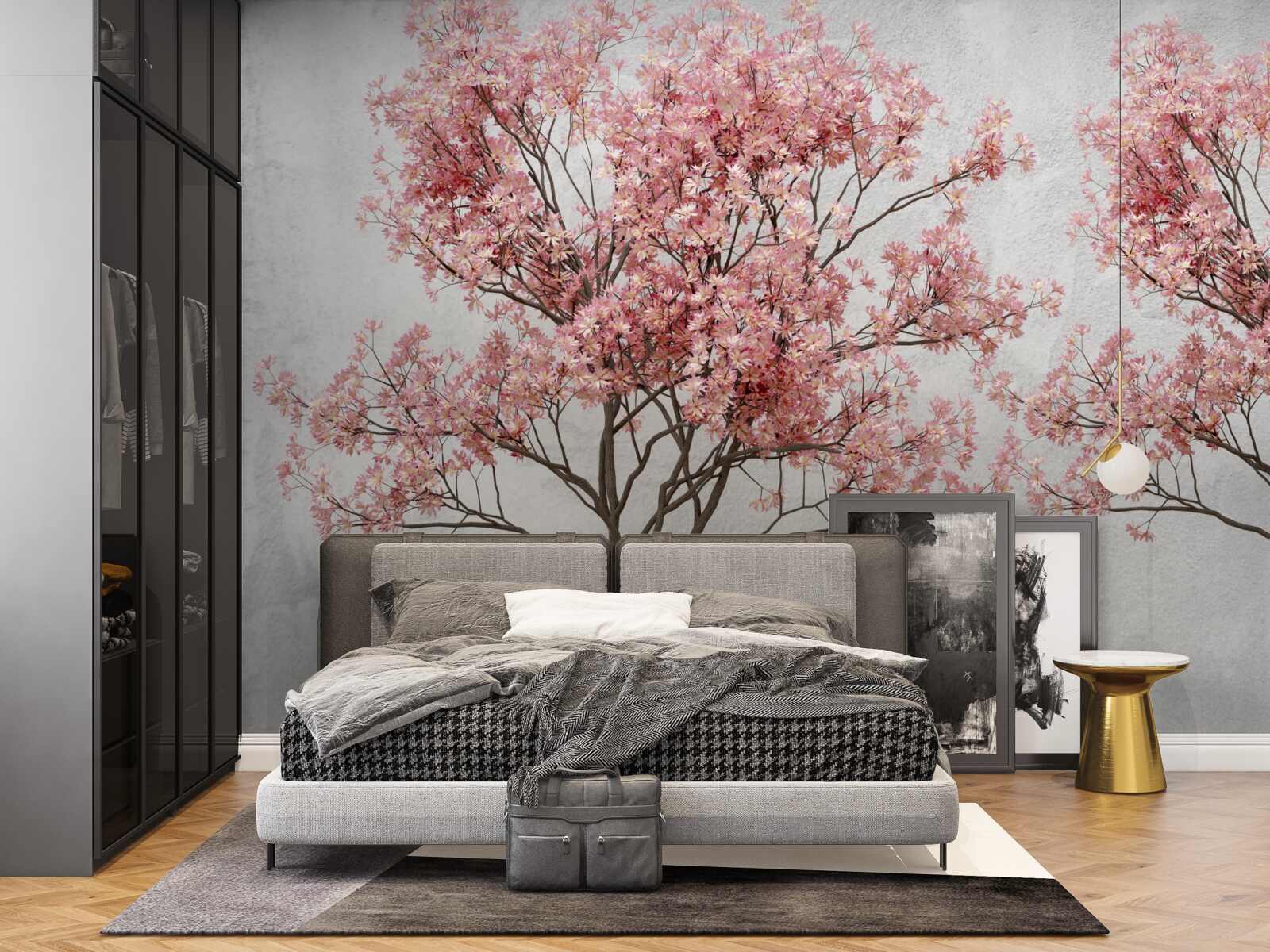 Carta da parati la nebbia del mattino avvolge i fiori rosa di sakura