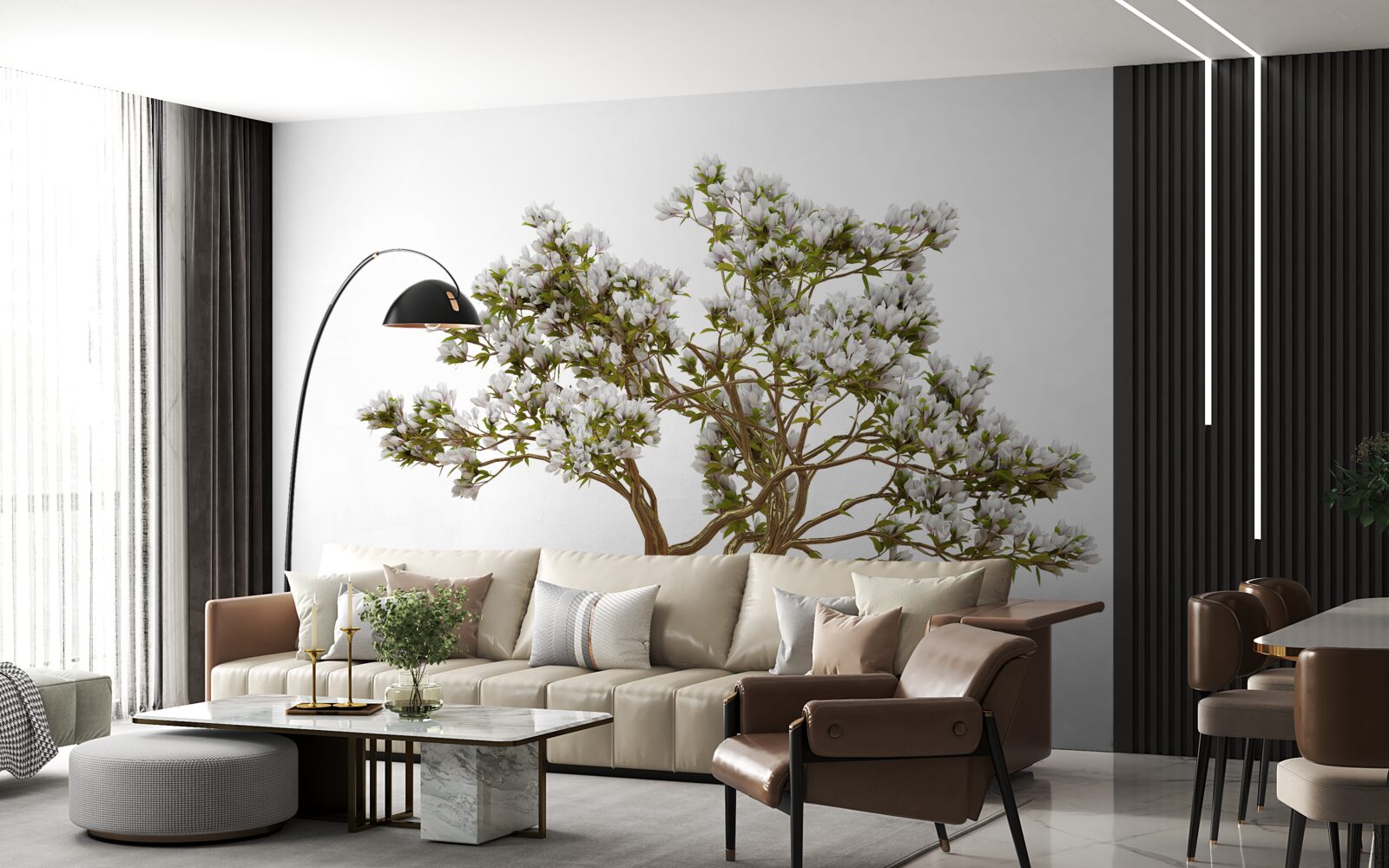 Carta da parati un bonsai solitario ha una bellezza aggraziata