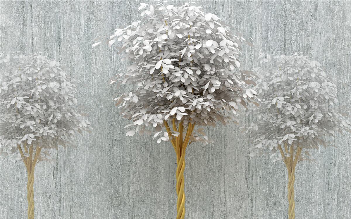 Carta da parati alberi fioriti di candida snellezza