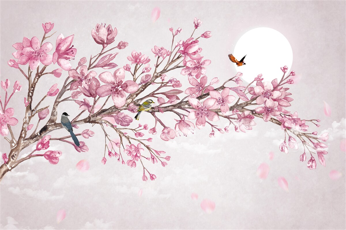 Carta da parati albero di magnolia rosa mozzafiato che risplende in una giornata di sole