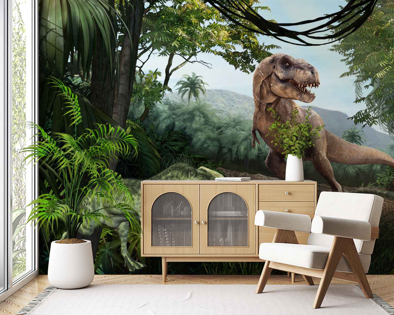 Carta da parati il periodo dei dinosauri ai tropici
