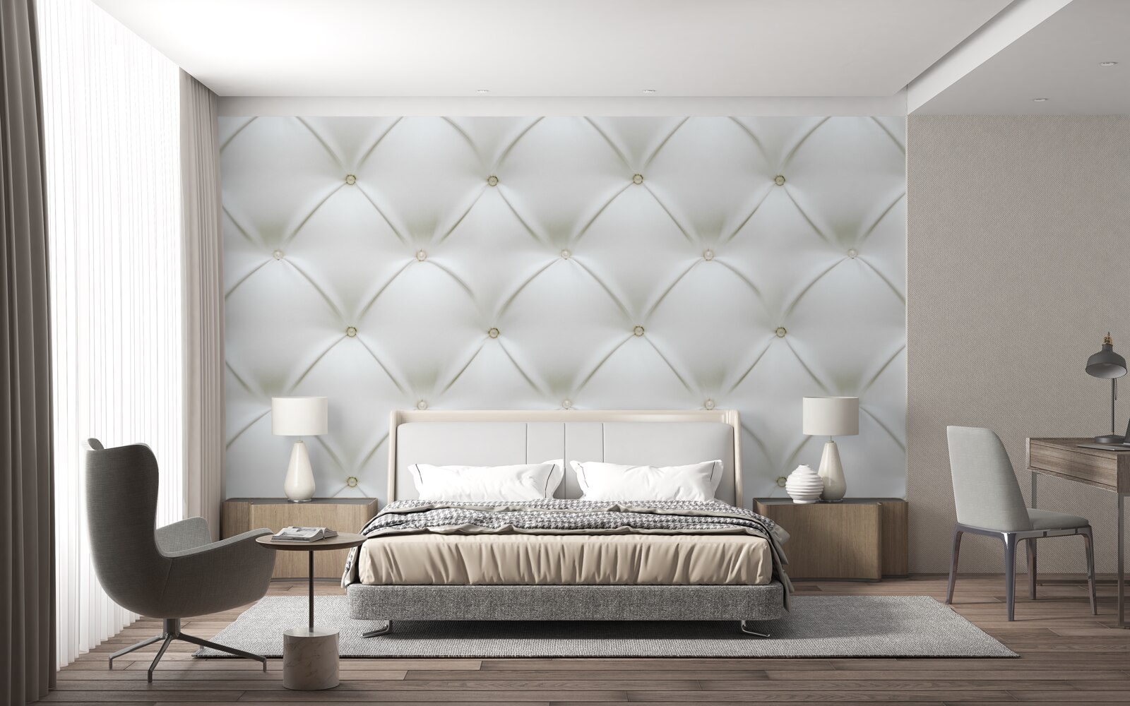 Carta da parati Texture con perle dorate in un design tridimensionale