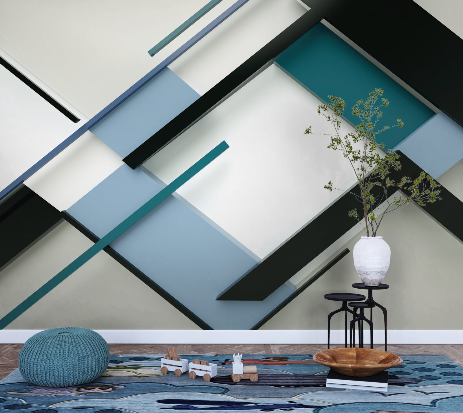 Carta da parati forme geometriche in astrazione