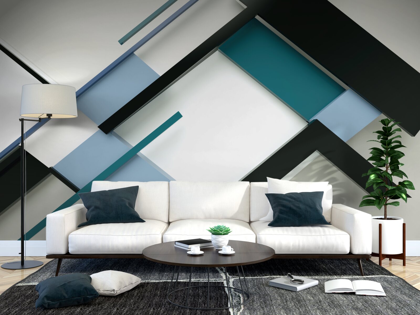 Carta da parati forme geometriche in astrazione