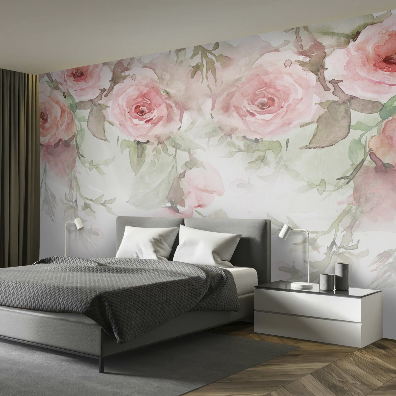 Carta da parati enormi fiori rosa pendono