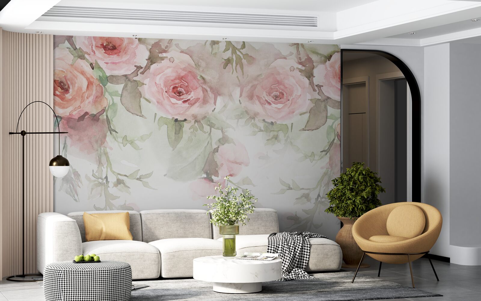 Carta da parati enormi fiori rosa pendono