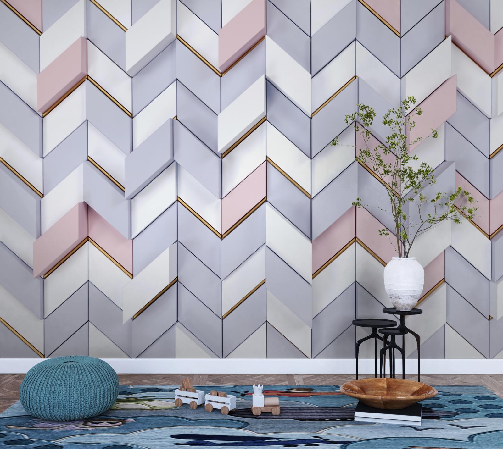 Carta da parati zig zag riflessi come in uno specchio