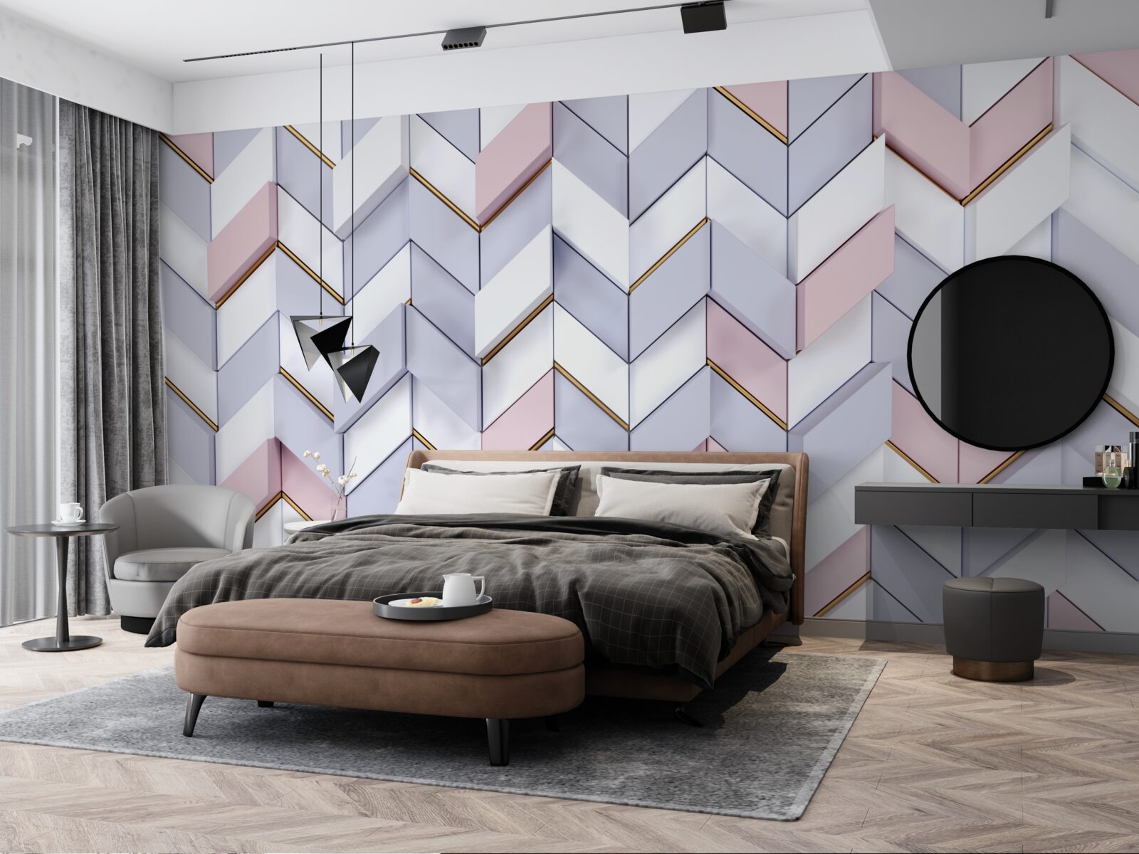 Carta da parati zig zag riflessi come in uno specchio