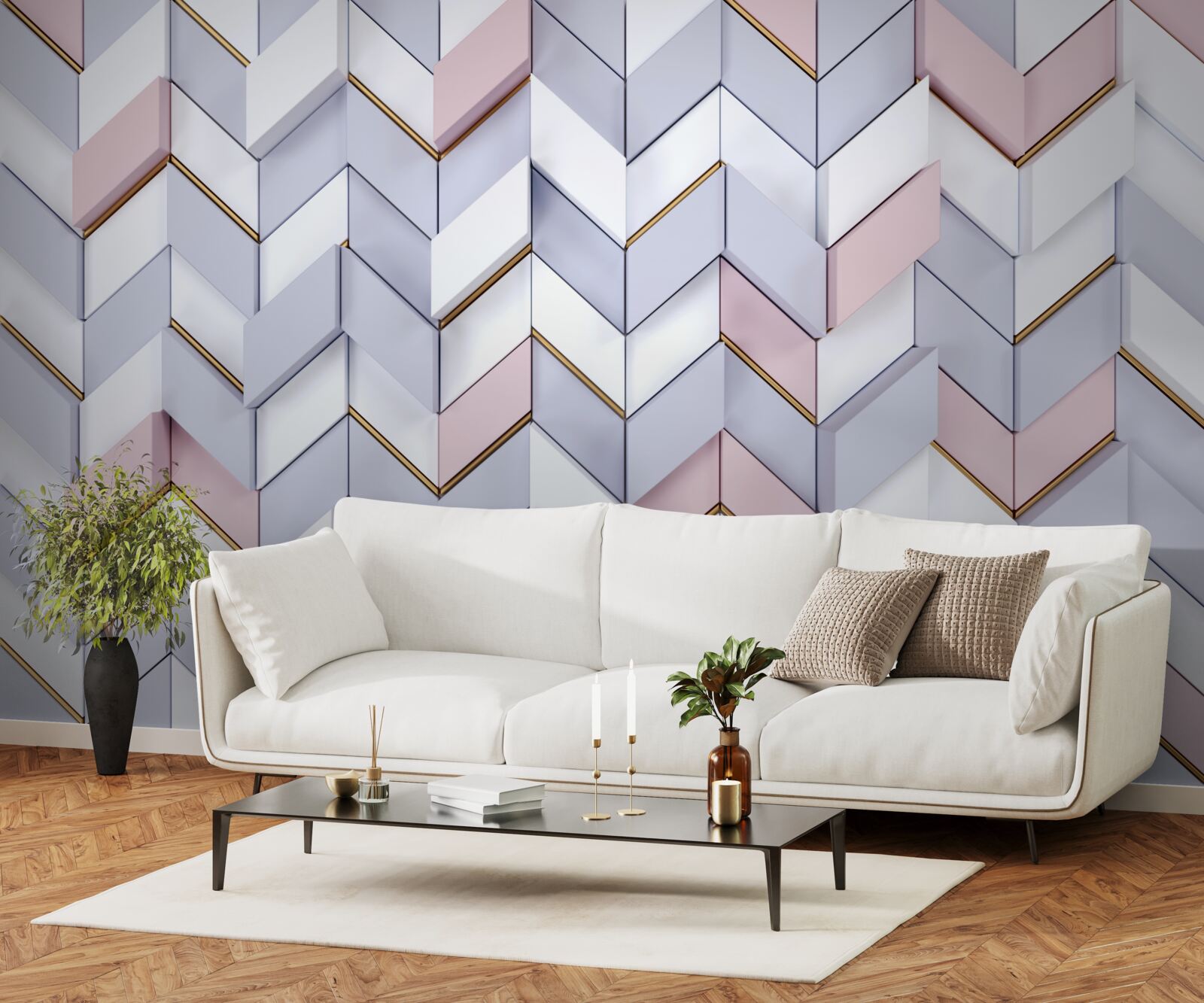 Carta da parati zig zag riflessi come in uno specchio