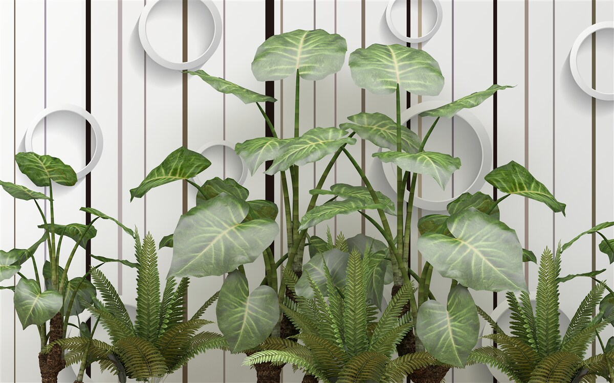 Carta da parati Sfondo astratto decorato con vegetazione verde