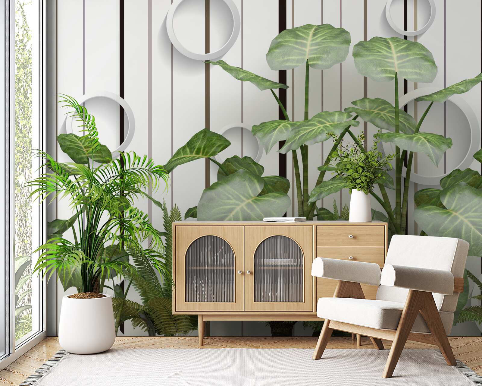 Carta da parati Sfondo astratto decorato con vegetazione verde