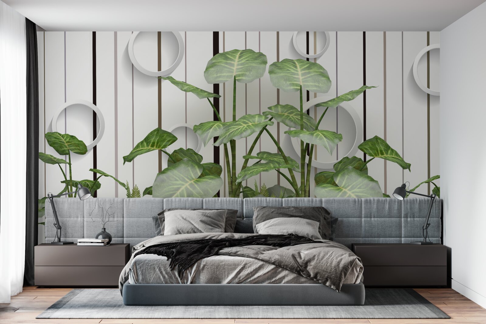 Carta da parati Sfondo astratto decorato con vegetazione verde