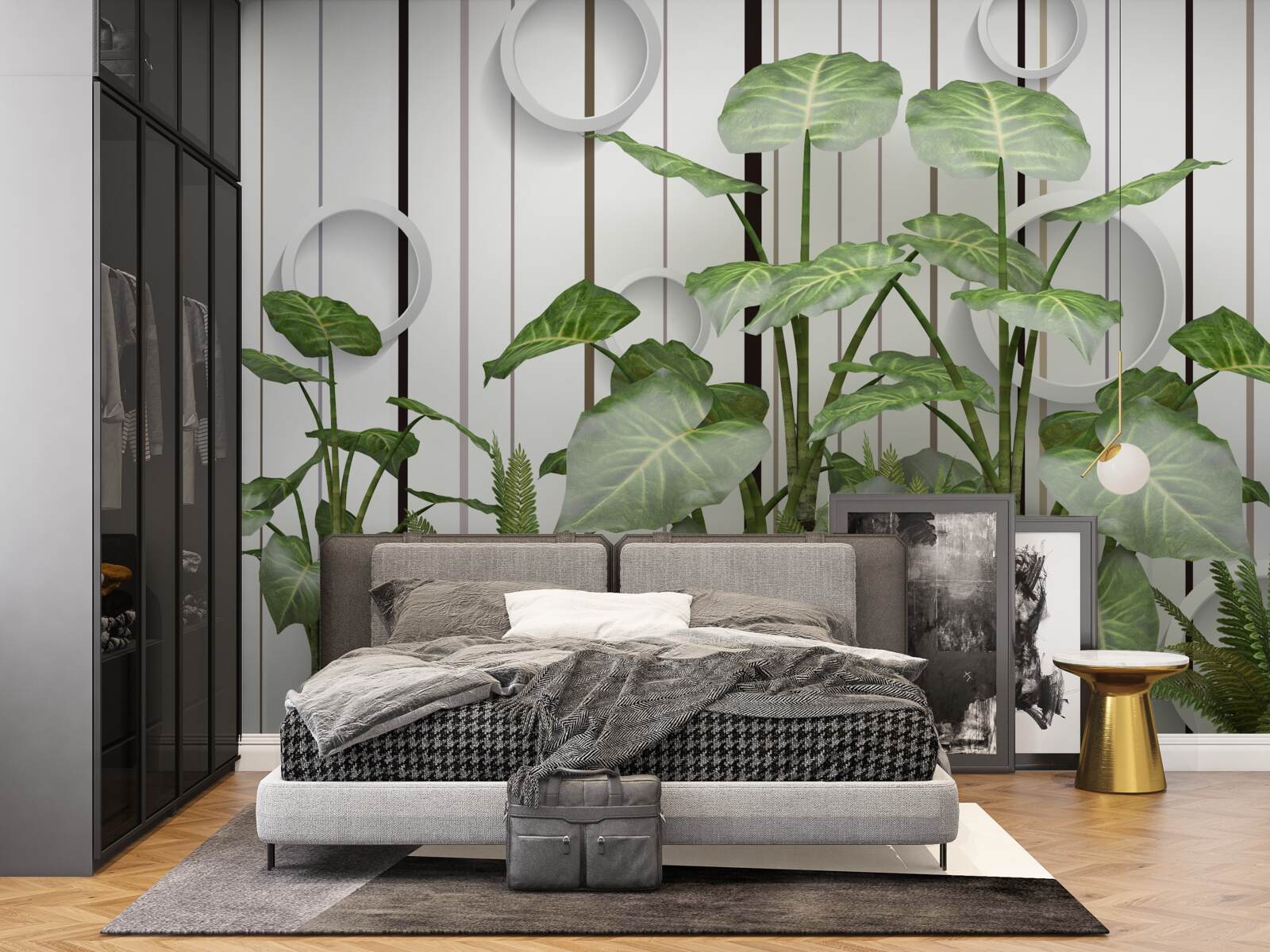 Carta da parati Sfondo astratto decorato con vegetazione verde