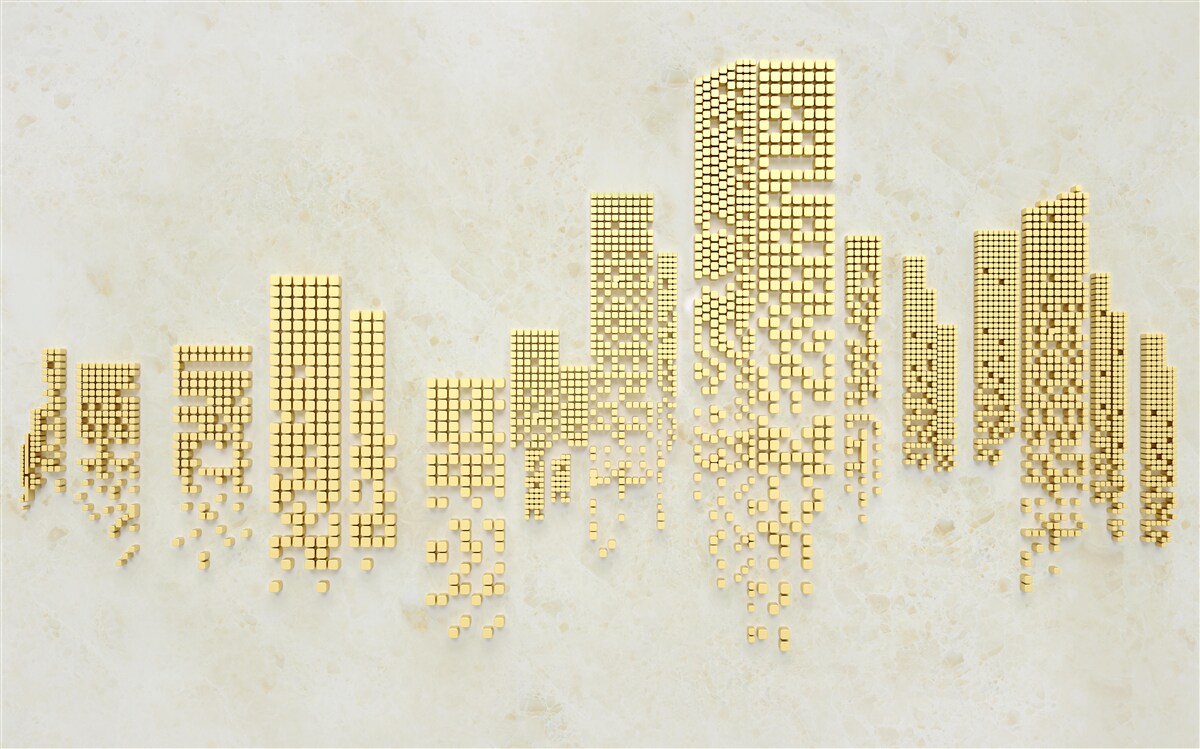Carta da parati appartamenti a cubo d'oro