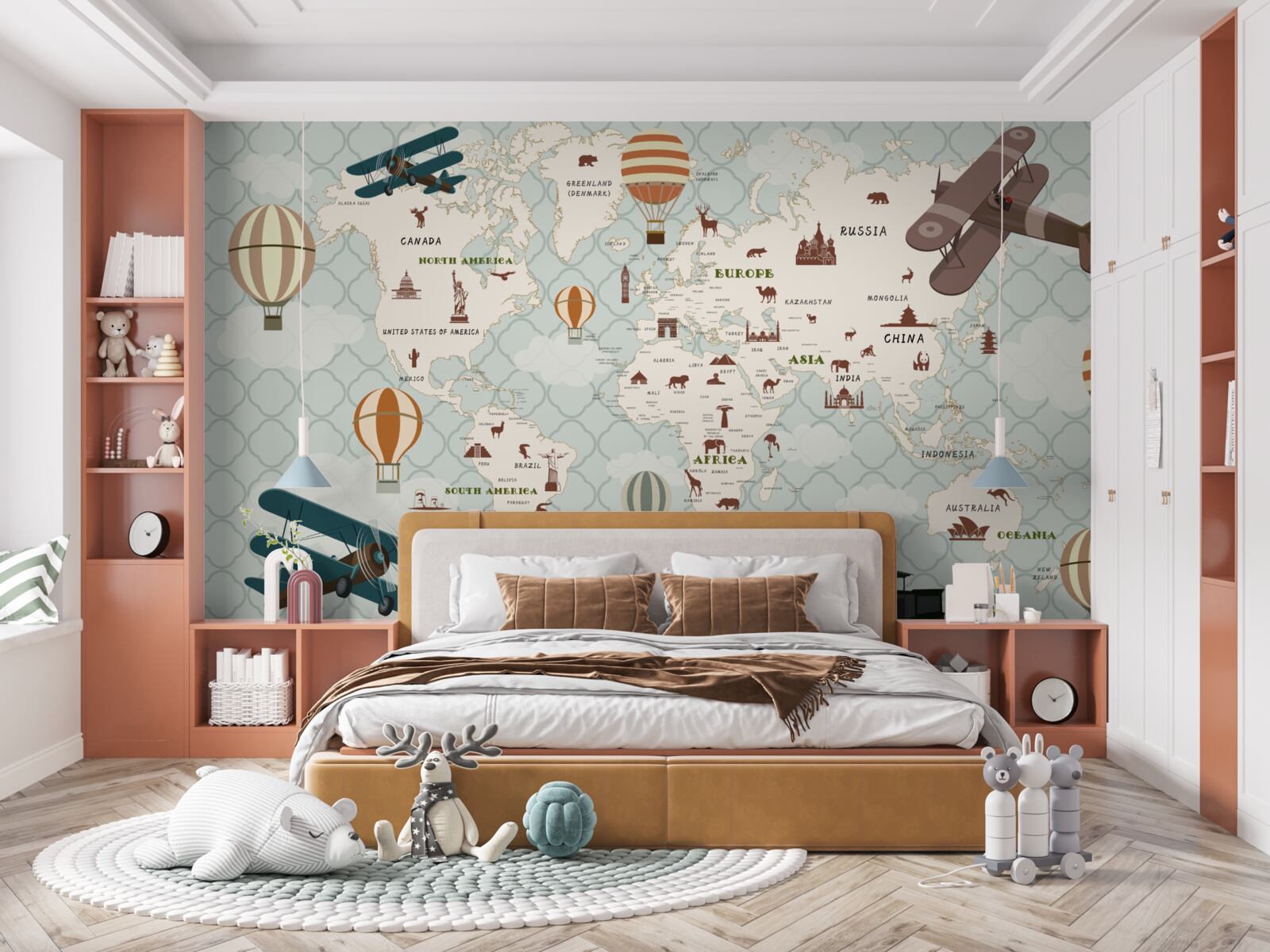 Carta da parati mappa del mondo per bambini