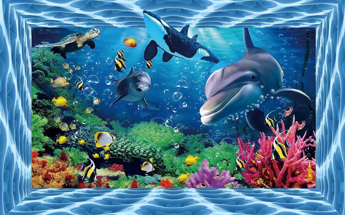 Carta da parati mondo subacqueo con i delfini
