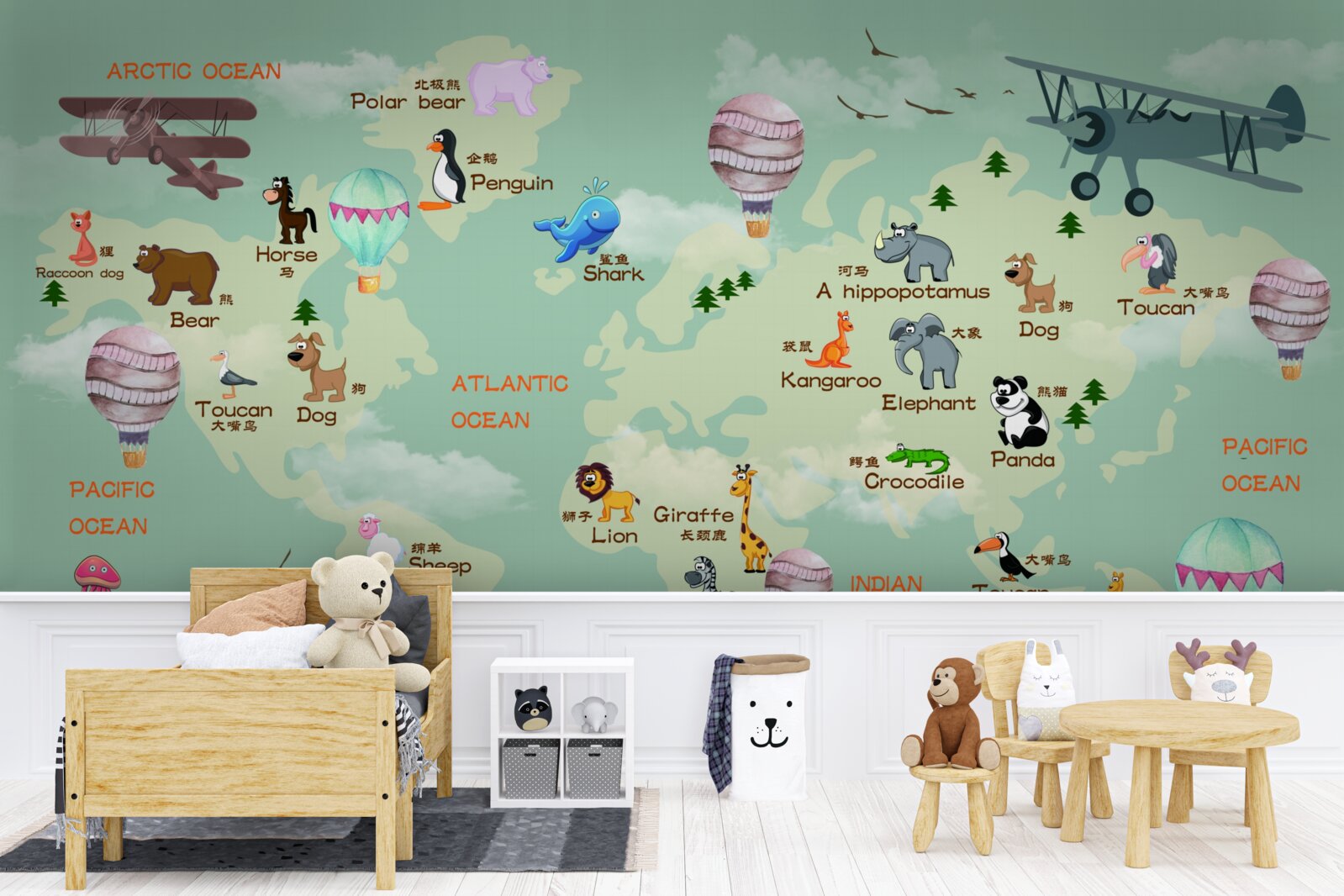 Carta da parati mappa del mondo per bambini