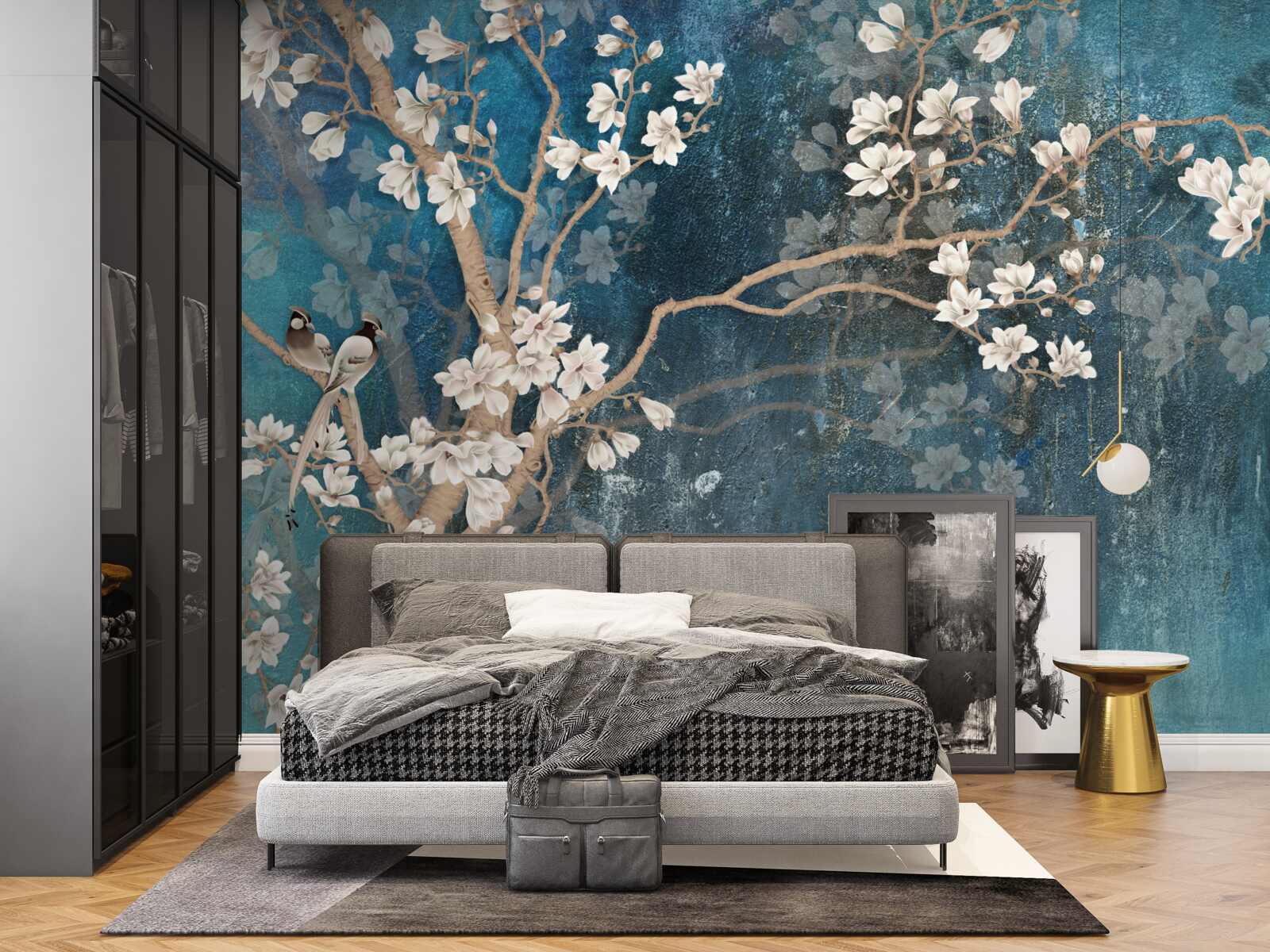 Carta da parati magnolia in piena fioritura e buio calante