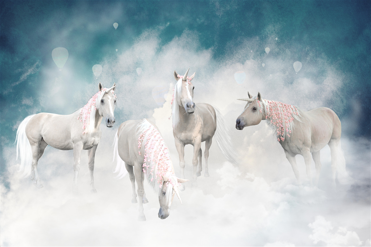 Carta da parati nuvole piene di unicorni
