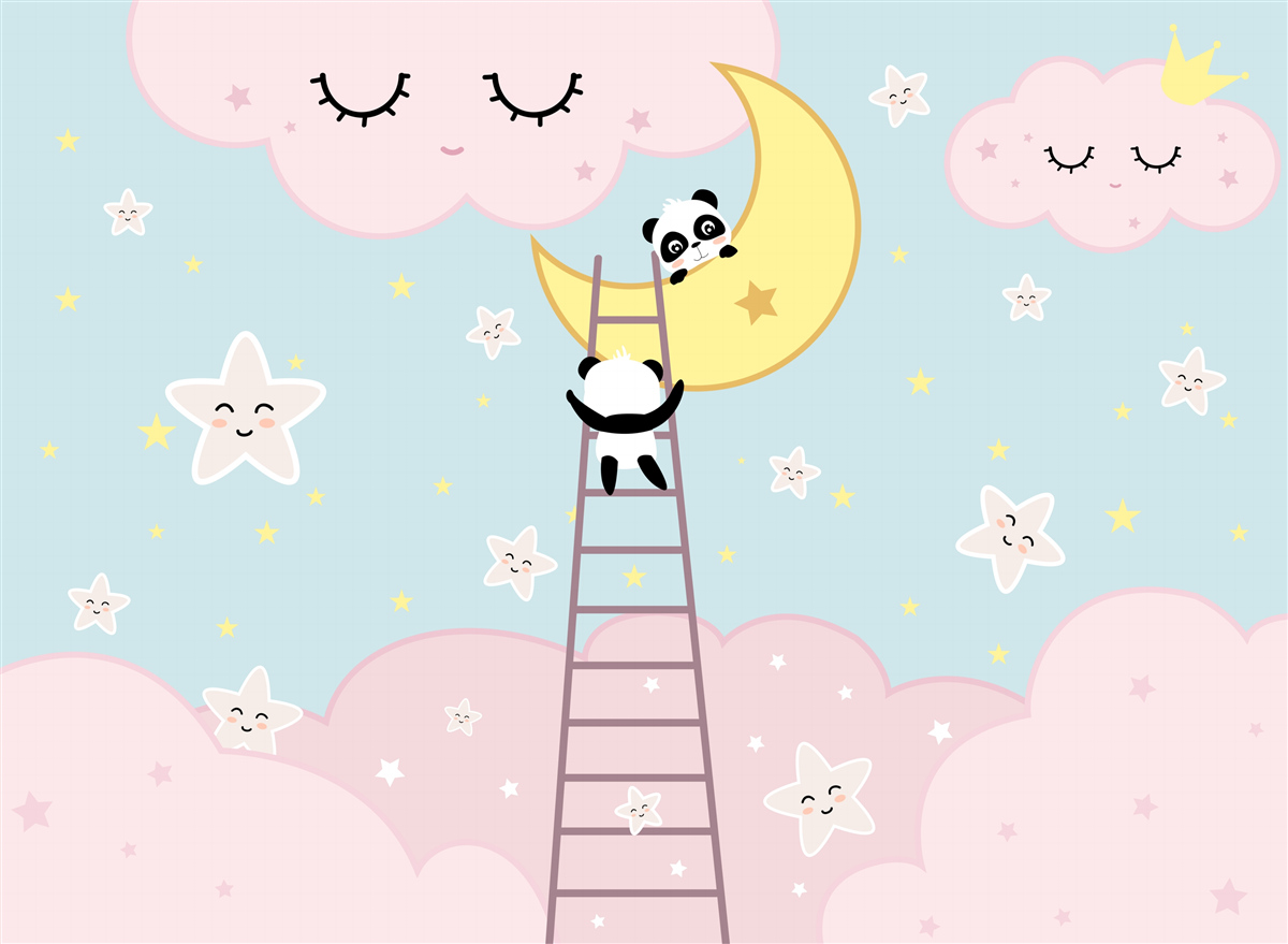 Carta da parati il panda si arrampica sulla luna