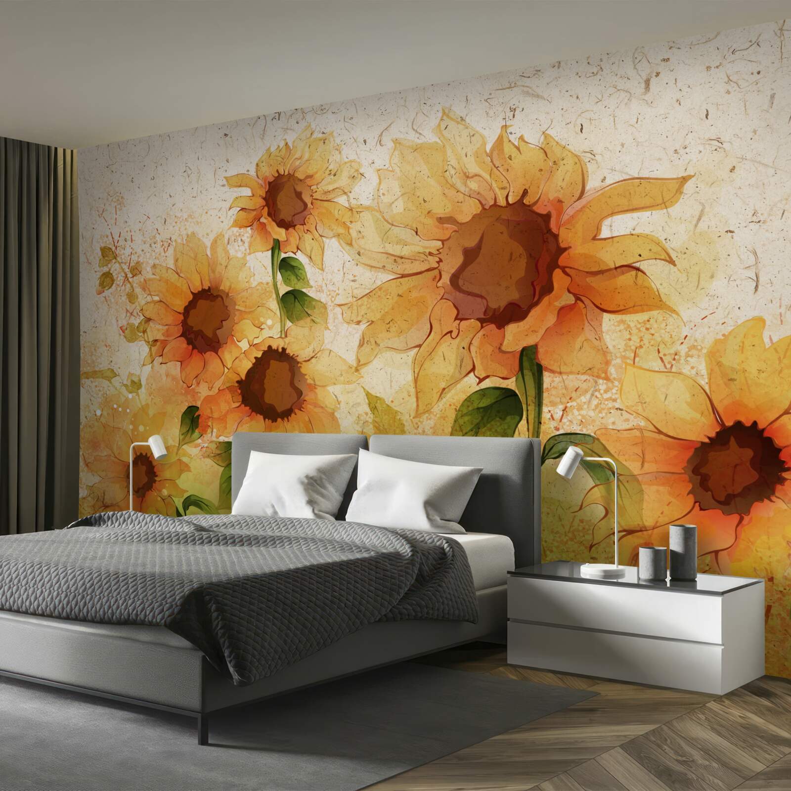 Carta da parati illuminazione dei girasoli dorati