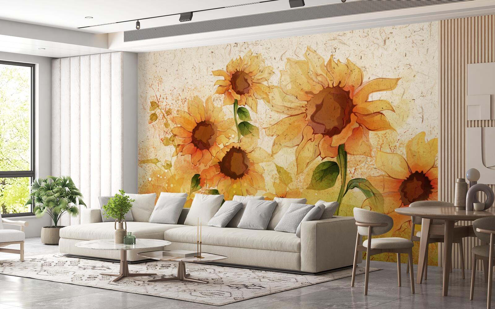 Carta da parati illuminazione dei girasoli dorati