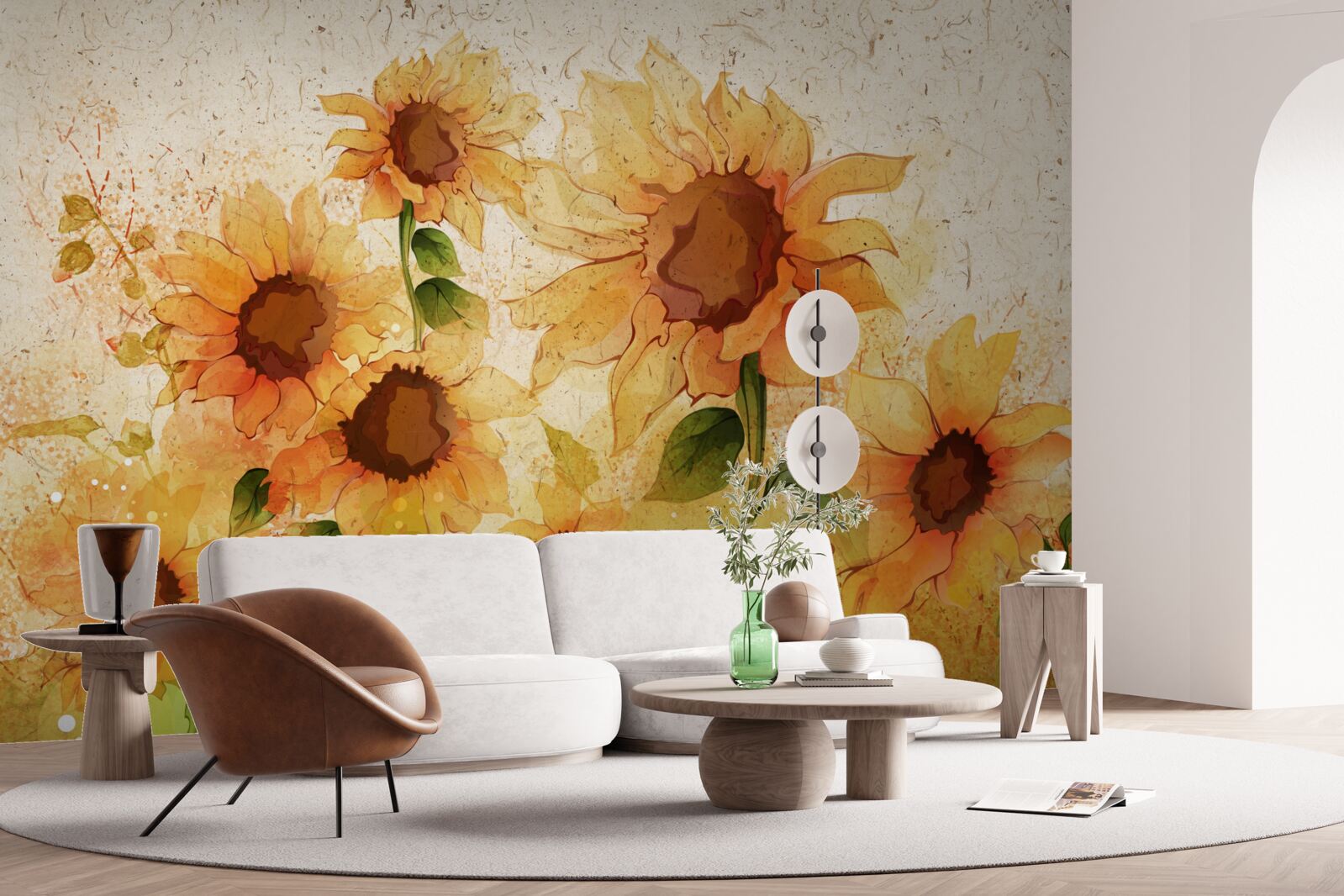Carta da parati illuminazione dei girasoli dorati
