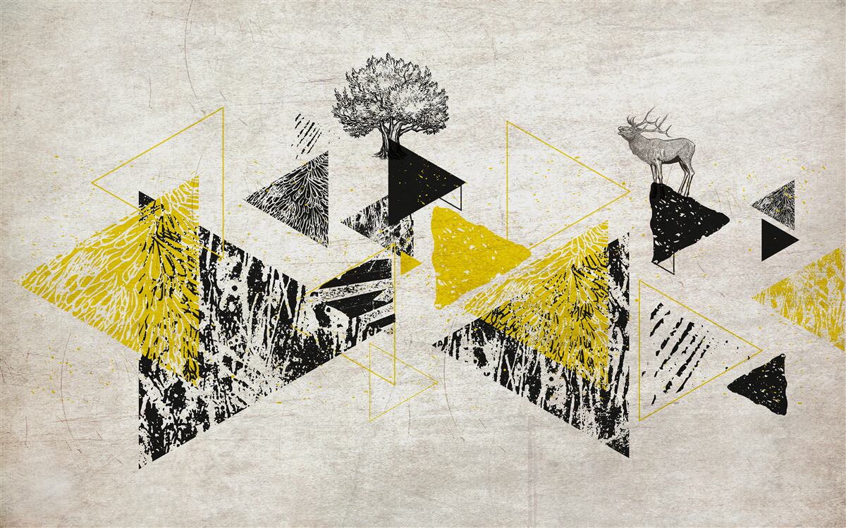 Carta da parati geometria astratta di una foresta autunnale