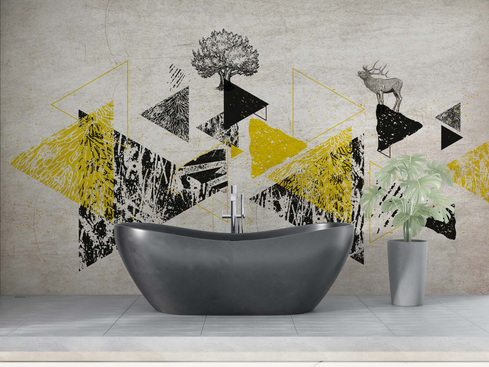 Carta da parati geometria astratta di una foresta autunnale