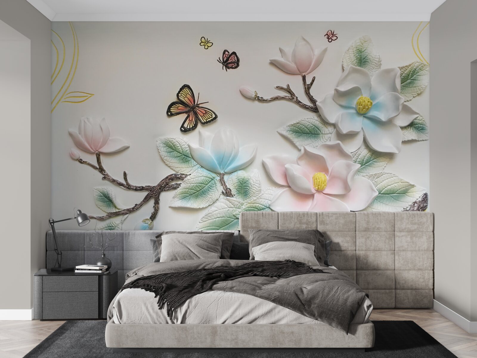 Carta da parati la magnolia ha aperto i suoi fiori alle falene