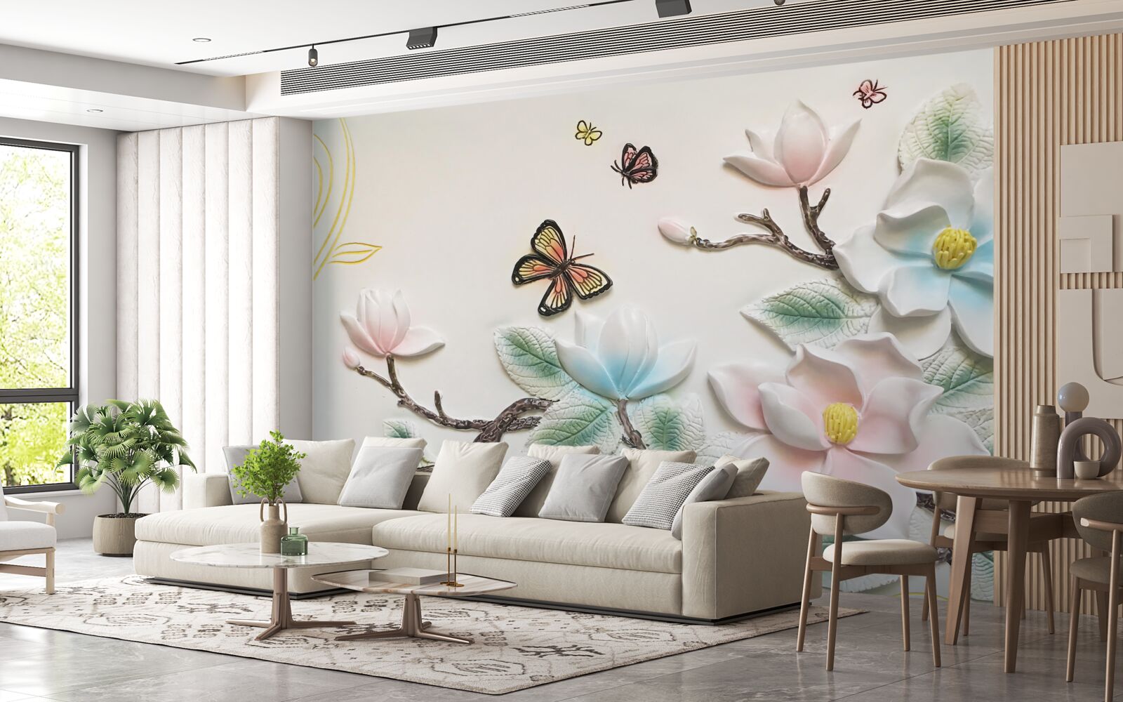 Carta da parati la magnolia ha aperto i suoi fiori alle falene