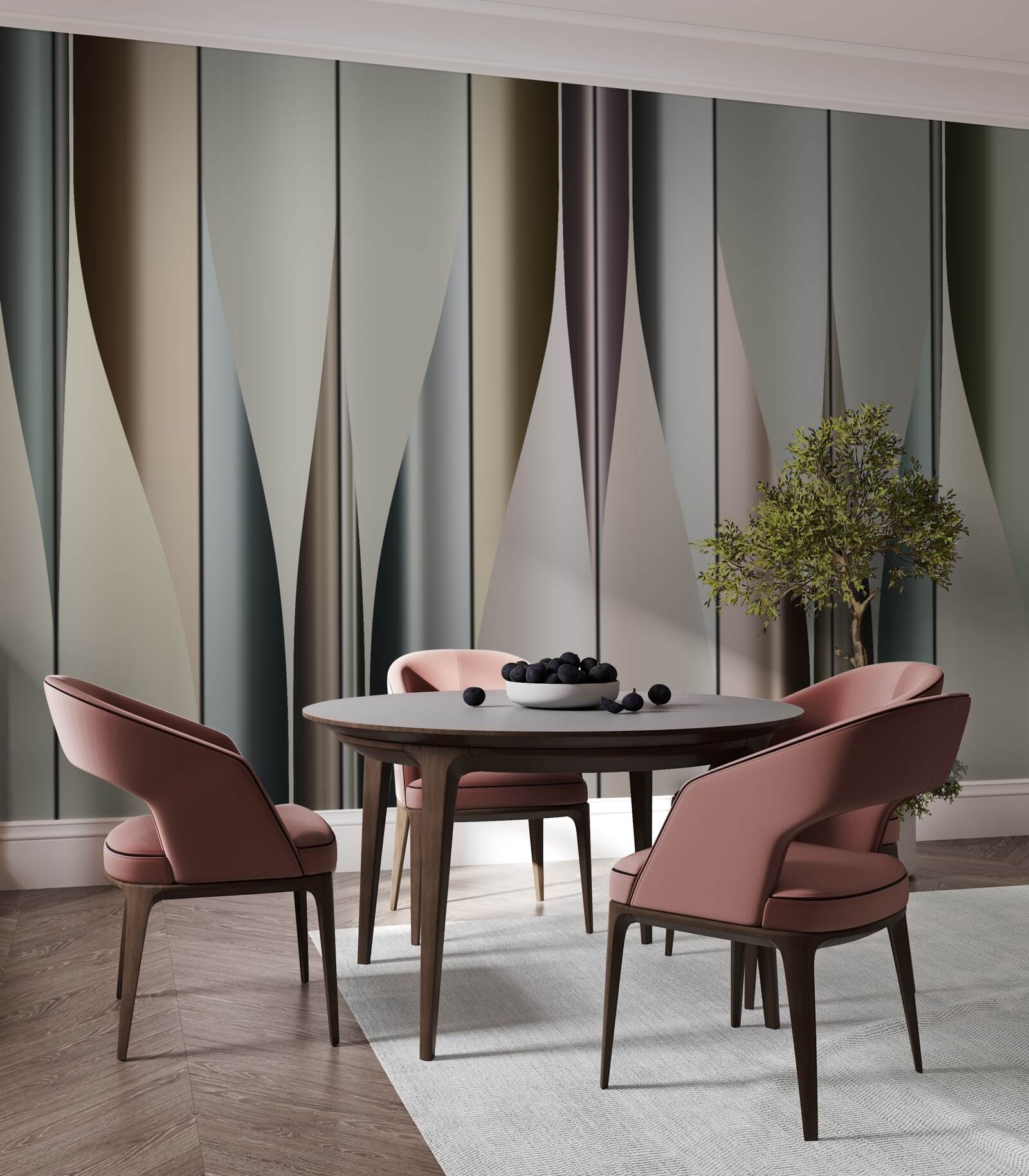 Carta da parati Tavola per parquet posata verticalmente con estremità appuntite