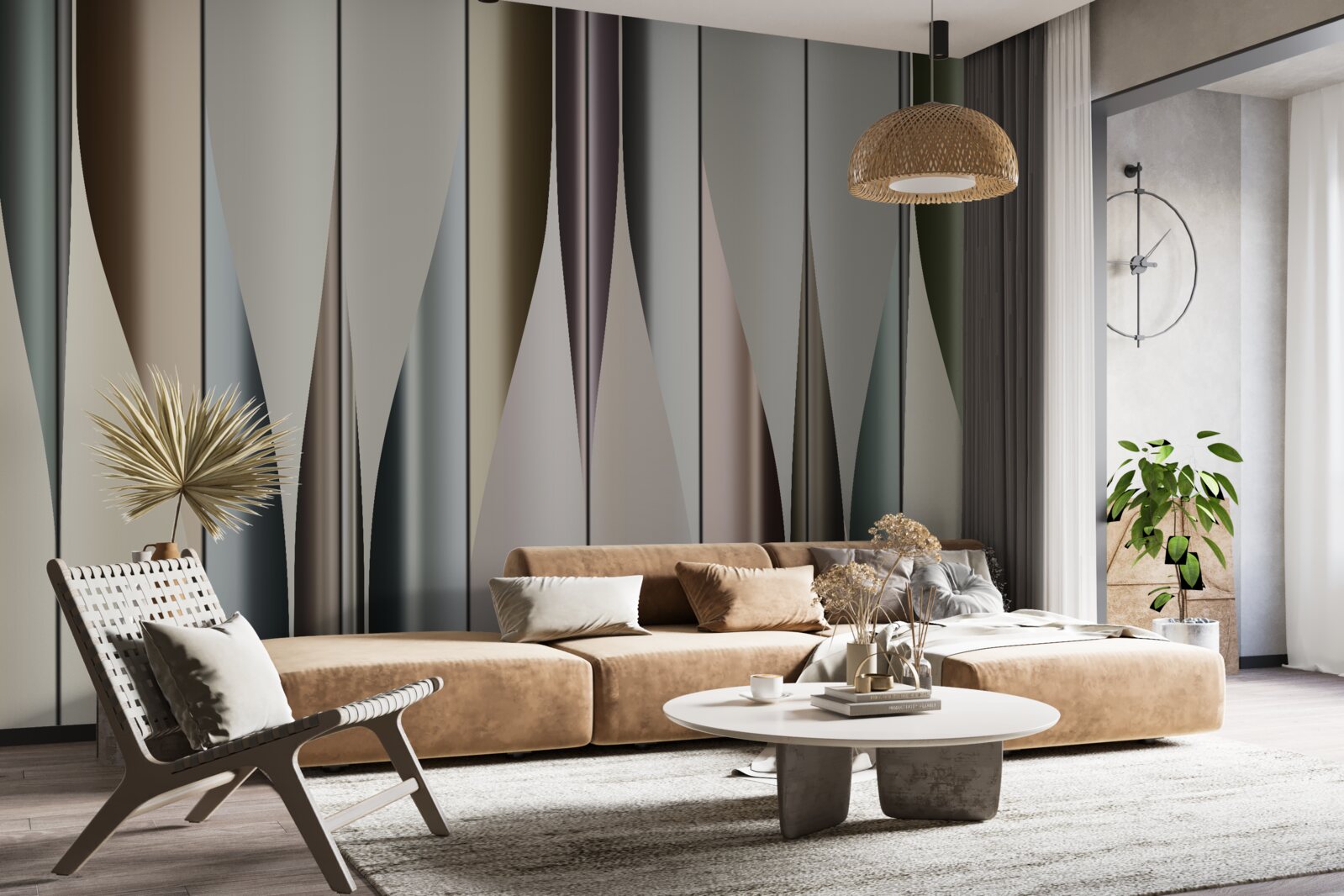 Carta da parati Tavola per parquet posata verticalmente con estremità appuntite