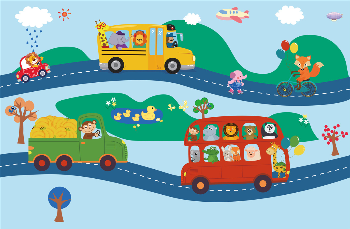 Carta da parati gli animali sono trasportati da