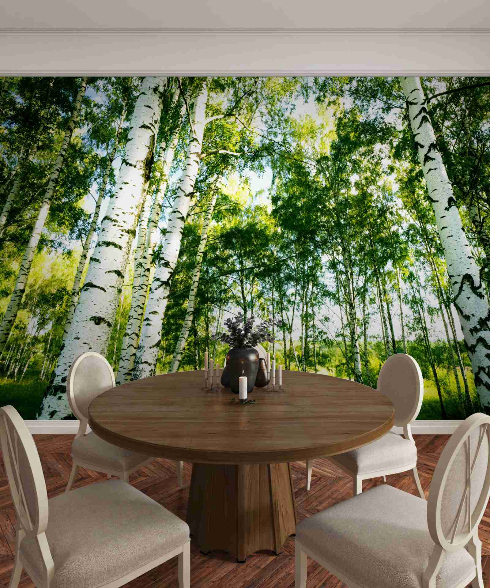Carta da parati bosco di betulle