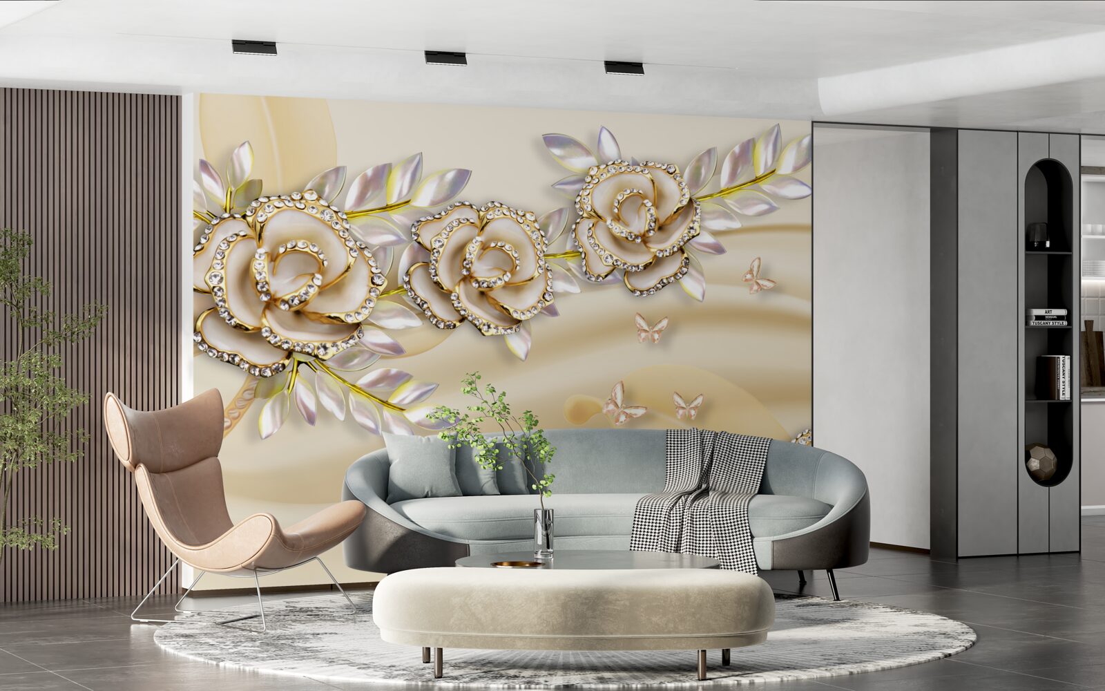 Carta da parati ramo di fiori d'oro